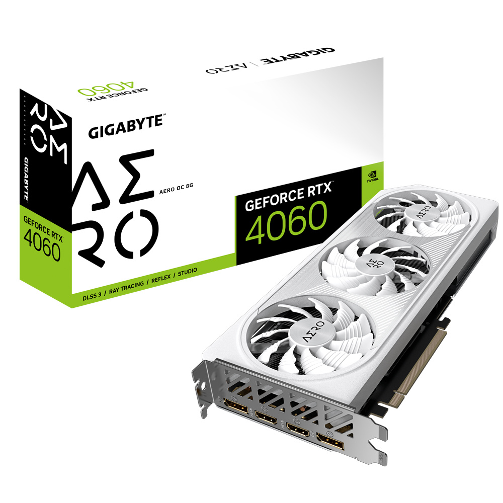 Tarjeta de Video Gigabyte NVIDIA GeForce RTX 4060 AERO OC 8G, 8GB 128-bit GDDR6, PCI Express 4.0