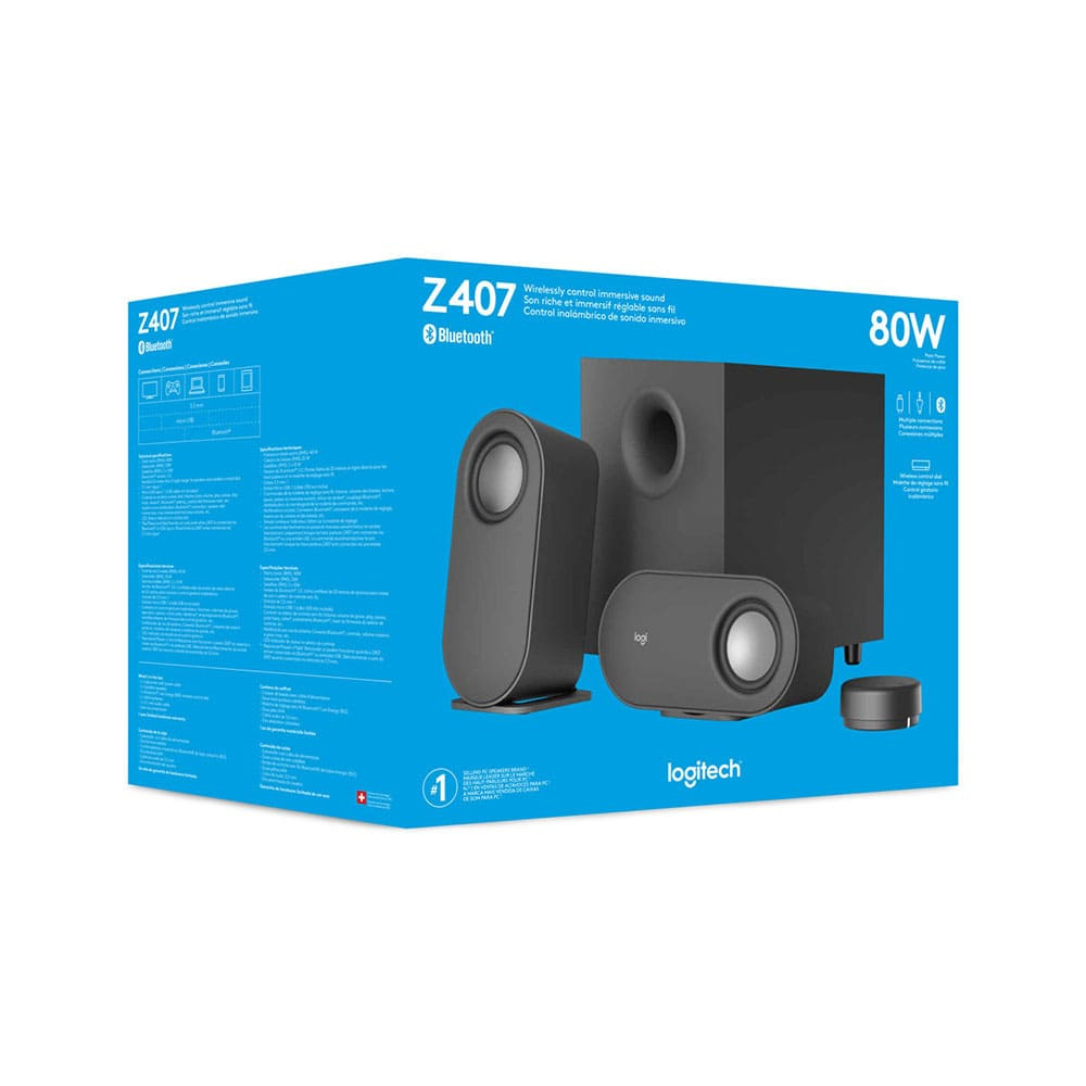 Logitech Bocina con Subwoofer Z407, Bluetooth, Alámbrico/Inalámbrico, 40W RMS, USB, Negro - Imagen 2