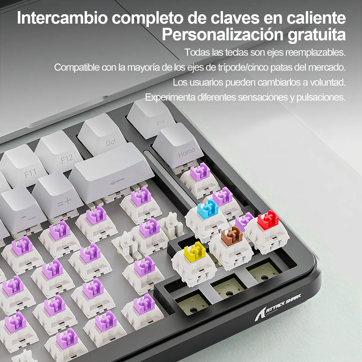 Attack Shark M86 Teclado Mecánico Gamer, 83 Teclas, 70% QWERTY en Español, inalámbrico - Imagen 5